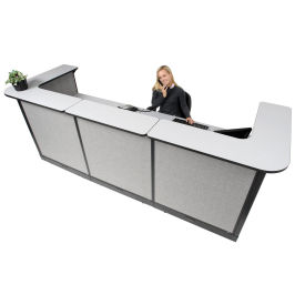 124"W x 44"D x 46"H U-Shaped Electric Reception Station, Gray Counter/Gray Panel