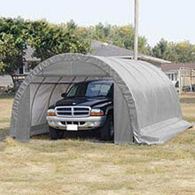 One Car Garage, Round Style, 12'W x 8'H x 20'L, Silver/White