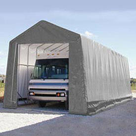 Storage Building For RV and Boat, 14'W x 16'H x 32'L, Silver/White