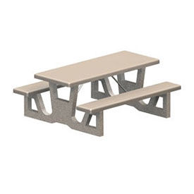 72" Rectangular Picnic Table, Concrete, Gray