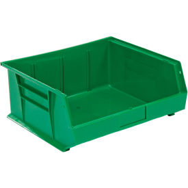 Green Plastic Stacking Bin 16-1/2 x 14-3/4 x 7 - Pkg Qty 6