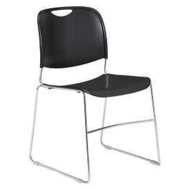 Global Industrial Plastic Stack Chair, Black, 4/Pack - Pkg Qty 4