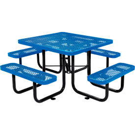 Global Industrial 46" Expanded Metal Square Picnic Table, Blue