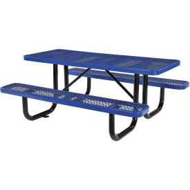 Global Industrial 72" Rectangular Picnic Table, Surface Mount, Blue