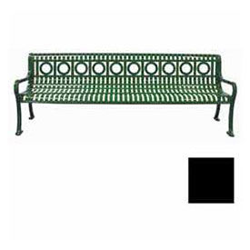 8' Backed Bench with Arms, Ring Pattern, Black