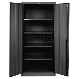 Storage Cabinet, 36"W x 18"D x 78"H, Midnight Ebony, Assembled