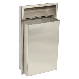 Bobrick® ClassicSeries Recessed Waste Receptacle, 12 Gallons, Stainless Steel
