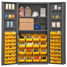 Durham Storage Bin Cabinet DC36-642S6DS-95 - 64 Yellow Hook-on Bins & Shelves 36"W x 24"D x 72"H