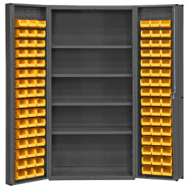 Durham Storage Bin Cabinet DC-DLP-96-4S-95 - 96 Yellow Hook-on Bins, 4 Shelves 36"W x 24"D x 72"H