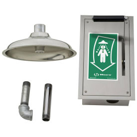 Haws Drench Shower Pull-Down Lever Ball Valve Mounted In Recessed SS Cabinet, Ceiling-Mounted