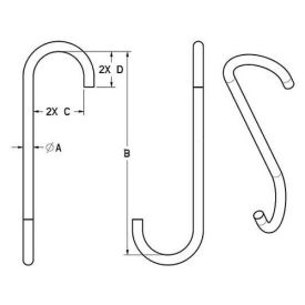 M&W 1/4" S-hook Style B, 195 lbs. Capacity, Steel