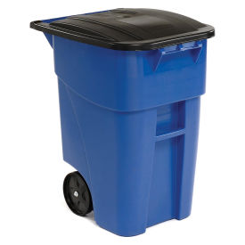 Rubbermaid Brute® Rollout Large Mobile Container, 50 Gallon, Blue with Lid