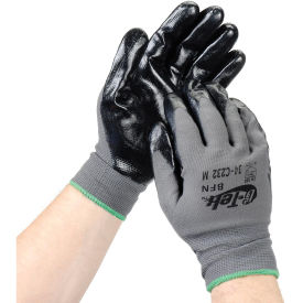 PIP G-Tek® Nitrile Coated Nylon Grip Gloves, Black/Gray, Medium, 12 Pairs