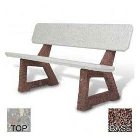 58" Residential Concrete Bench, Gray Limestone Top, Red Quartzite Leg