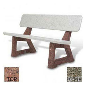 58" Residential Concrete Bench, Red Quartzite Top, Gray Limestone Leg