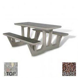 58" Rectangular Picnic Table, Gray Limestone Top, Red Quartzite Leg