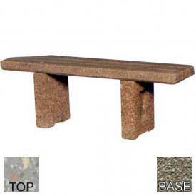 48" Flat Concrete Bench, Polished Gray Limestone Top, Gray Limestone Leg