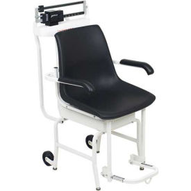 Detecto Chair Scale 400lb x 4oz, Mechanical W/ Lift-Away Arms, Foot Rests, Oversized Wheels, 475
