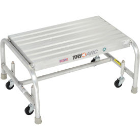 Tri Arc WLAR001244 1 Step Mobile Aluminum Step Stand w/ Solid Ribbed Top Step & 24"W Platform
