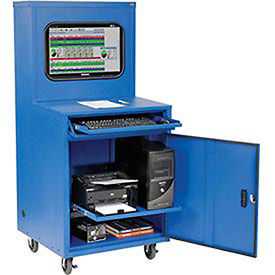 Deluxe LCD Industrial Computer Cabinet, Blue, Unassembled