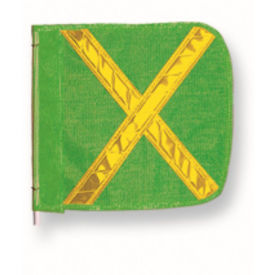 Checkers Heavy Duty Flag, 12"x11" Green w/ Yellow X, FS8025-G