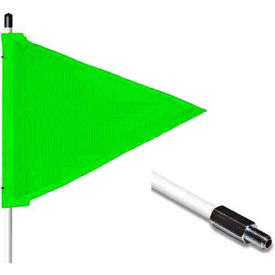 Checkers 5'  Hex Base Warning Whip w/o Light, 12"x9" Green Triangle Flag