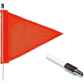 Checkers 3'  Hex Base Warning Whip w/o Light, 12"x9" Orange Triangle Flag