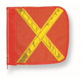Checkers Heavy Duty Flag, 16"x16" Orange w/ Yellow X, FS8025-16-O