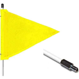 Checkers 5'  Hex Base Warning Whip w/o Light, 12"x9" Yellow Triangle Flag