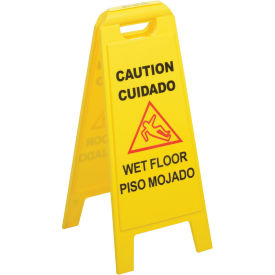 Wet Floor Sign (English/Spanish) 25" - Yellow - Pkg Qty 6