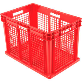 Global Industrial Mesh Straight Wall Container, Solid Base, 23-3/4"Lx15-3/4"Wx16-1/8"H, Red - Pkg Qty 2