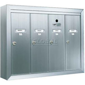 Surface Mount Vertical 4 Door Mailbox, Anodized Aluminum