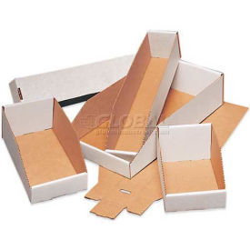 Open Top White Corrugated Bin Boxes, 4" x 15" x 4-1/2", BINMT415 - Pkg Qty 50