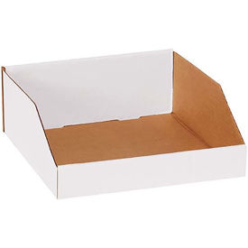 Open Top White Corrugated Bin Box, 12" x 12" x 4-1/2" - Pkg Qty 50