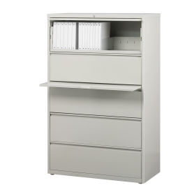 Hirsh Industries Lateral File 36" Wide 5-Drawer, Light Gray, 14993