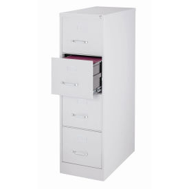 Hirsh Industries 26-1/2" Deep Vertical File Cabinet 4-Drawer Letter Size, Light Gray, 16700