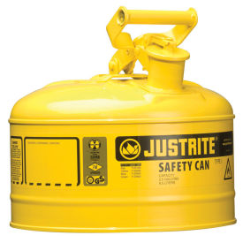 Justrite 7125200 Safety Can Type I-2-1/2 Gallon Galvanized Steel, Yellow
