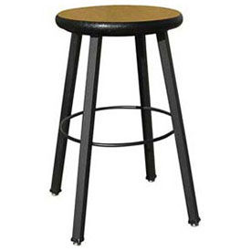 14" Dia. Solid Welded Stool with Fixed Legs, Bannister Oak Laminate Seat