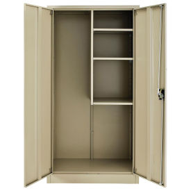 Global Industrial Assembled Janitorial Cabinet, 36x18x72, Tan