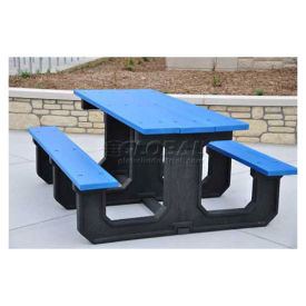 Recycled Plastic Picnic Table, Blue, 6'
