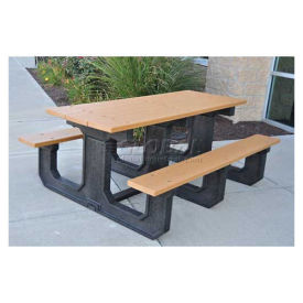 Jayhawk Recycled Plastic 8 Ft. Park Place Picnic Table, Cedar