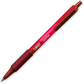 Bic Soft Feel Retractable Ball Pen, Medium, Red Barrel/Ink, Dozen