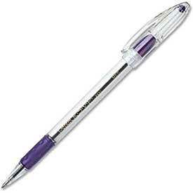 Pentel RSVP Ballpoint Stick Pen, Medium, Clear Barrel, Violet Ink, Dozen