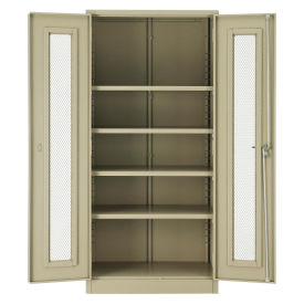 Unassembled Storage Cabinet With Expanded Metal Door, 36x18x78, Tan