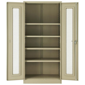 Assembled Storage Cabinet With Expanded Metal Door, 36x18x78, Tan