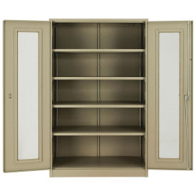 Assembled Storage Cabinet With Expanded Metal Door, 48x24x78, Tan