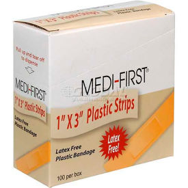 Medique 60033 Plastic Strip Bandage, 1" x 3" Strip, 100/Box