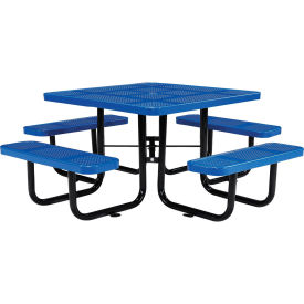 Global Industrial 46" Perforated Square Picnic Table, Blue