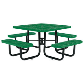 Global Industrial 46" Square Picnic Table, Surface Mount, Green