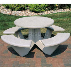 66" Concrete Round Picnic Table, Misty Gray